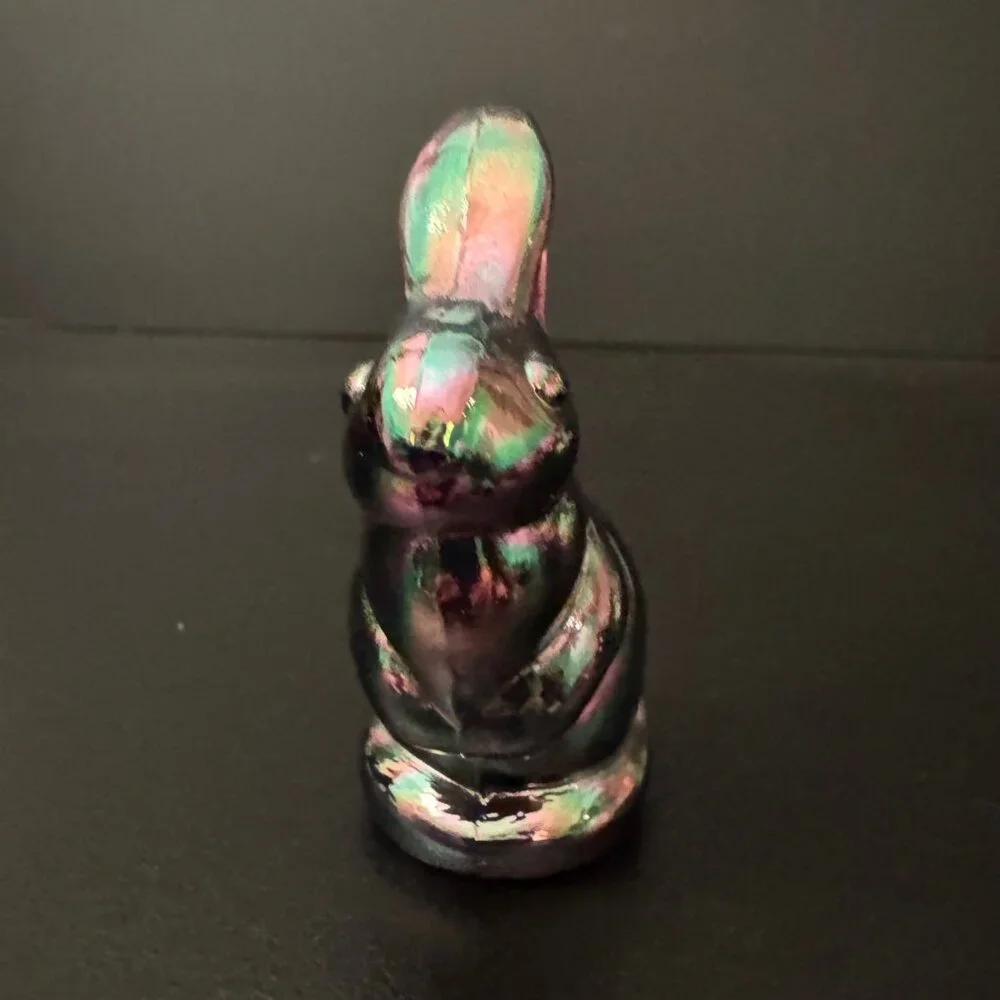 Fenton Handmade Iridescent Glass Bunny Figurine 2.75" Tall Collectible USA-Made - Picture 2 of 7